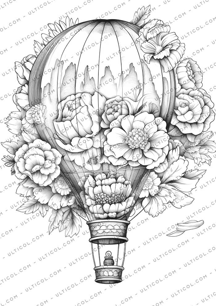 Flower Hot Air Balloons coloring