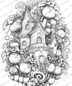 Strawberry Fairy Houses Coloring