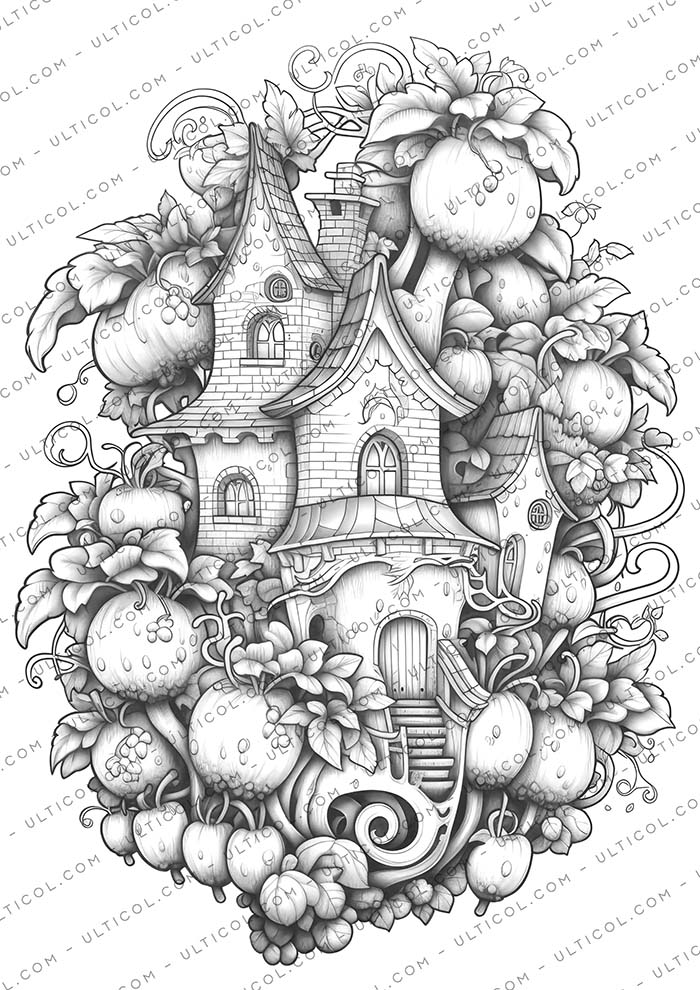 Strawberry Fairy Houses Coloring