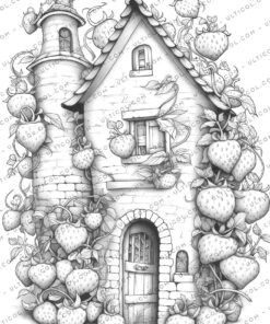 Strawberry Fairy Houses Coloring