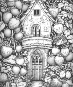 Strawberry Fairy Houses Coloring