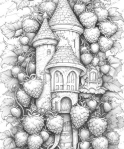 Strawberry Fairy Houses Coloring