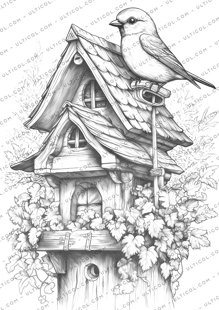 Bird Houses Coloring