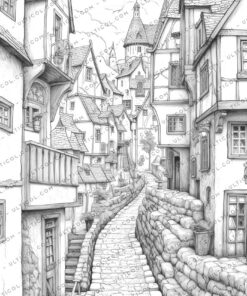 Medieval Town coloring