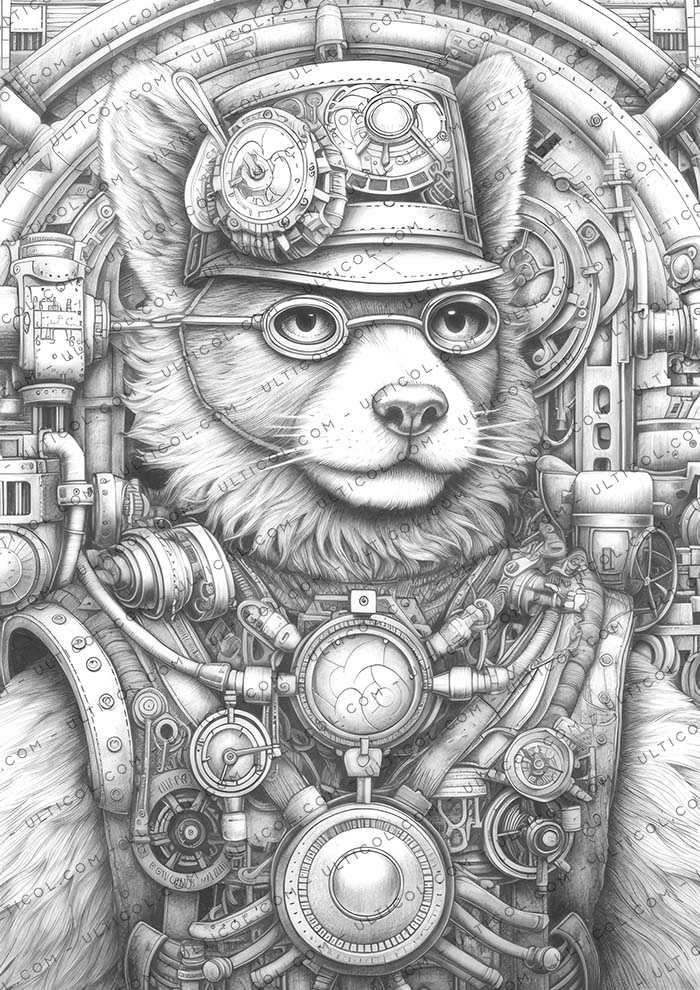 Steampunk Animals Coloring
