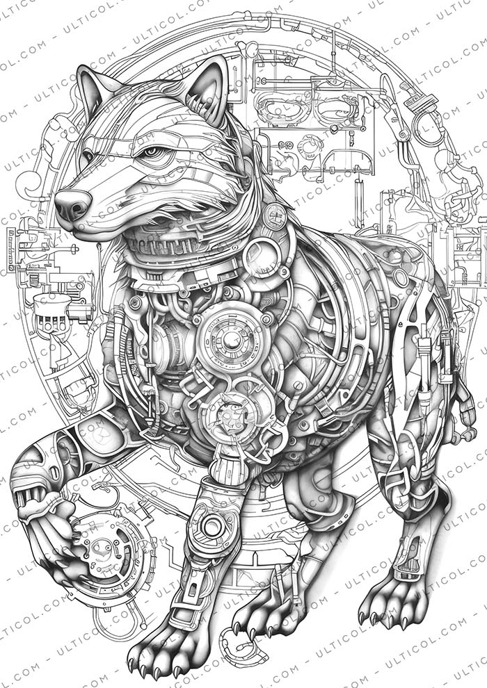 Steampunk Animals Coloring