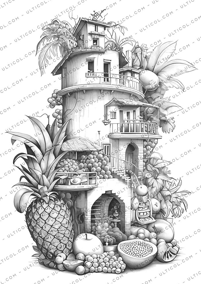 Fruit House Coloring