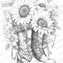 Boots with Flowers Coloring Book
