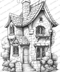Stone Cottage Houses Coloring