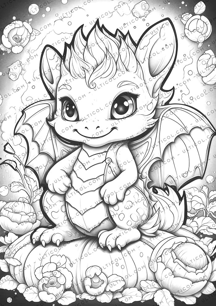 Kawaii Dragons Coloring