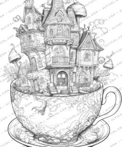 Teacup Houses Coloring