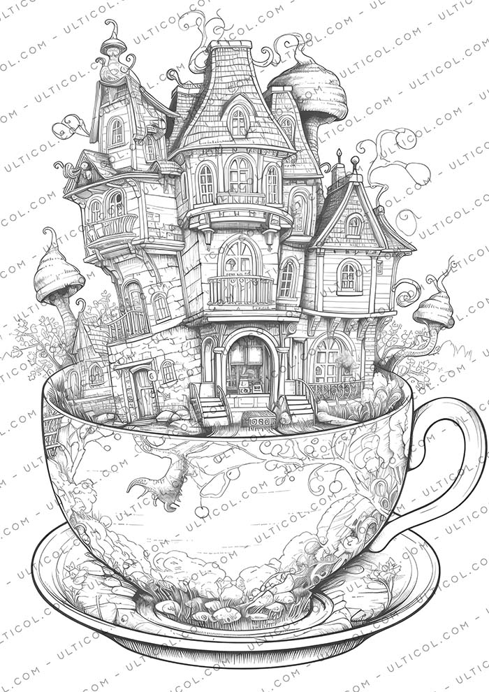 Teacup Houses Coloring