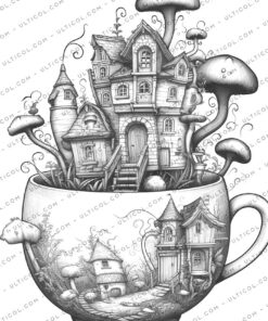 Teacup Houses Coloring
