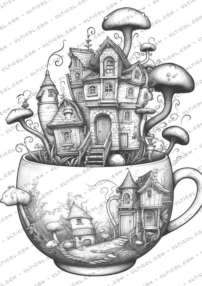 Teacup Houses Coloring