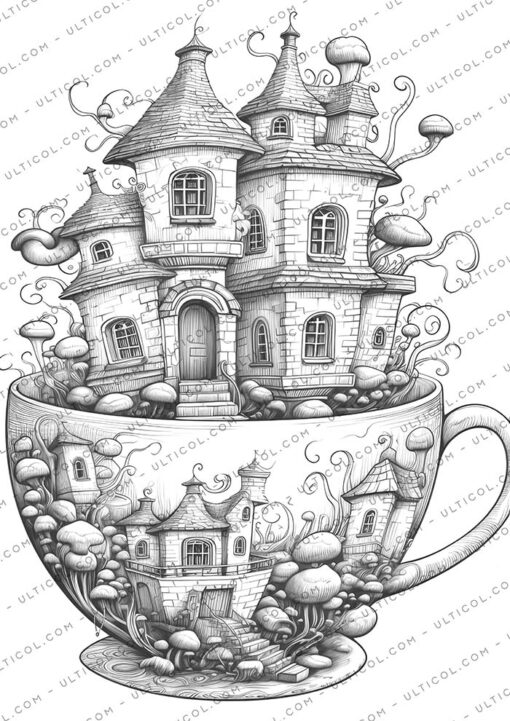 Teacup Houses Coloring