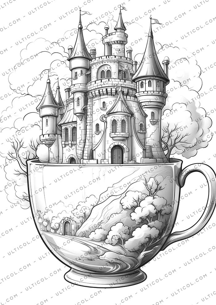 Teacup Houses Coloring