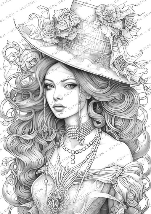 Spring Victorian Girl Coloring