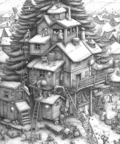 Country Christmas Coloring Pages