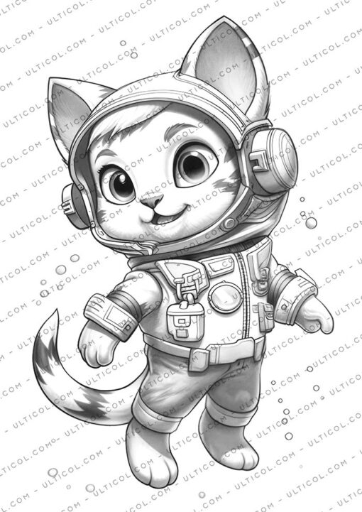 Cat In Space Coloring
