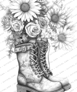 Boots with Flowers Coloring Book
