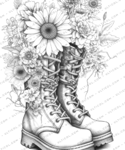 Boots with Flowers Coloring Book
