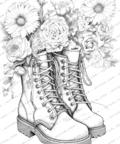 Boots with Flowers Coloring Book
