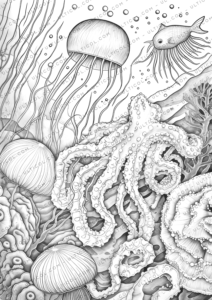 Ocean Life Sea Creatures Coloring Book