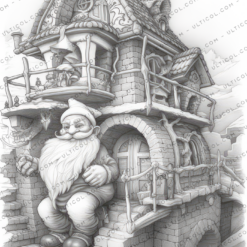 Christmas Scene Coloring Book, Adults & Kids Coloring Pages