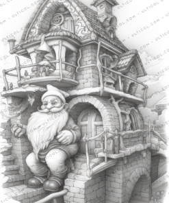 Christmas Scene Coloring Book, Adults & Kids Coloring Pages