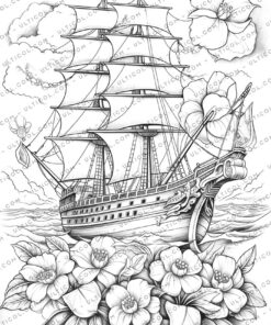 Flower Ship Coloring