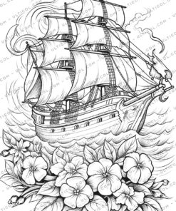 Flower Ship Coloring