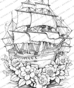 Flower Ship Coloring