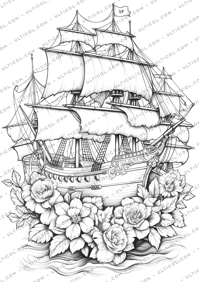 Flower Ship Coloring