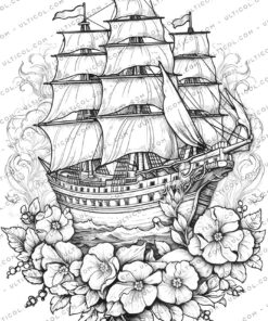 Flower Ship Coloring
