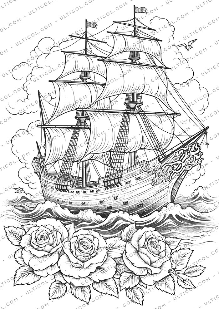 Flower Ship Coloring