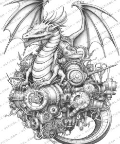 Steampunk Dragons Coloring