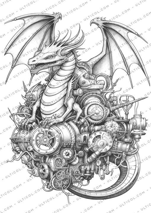 Steampunk Dragons Coloring