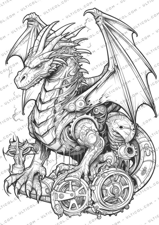 Steampunk Dragons Coloring