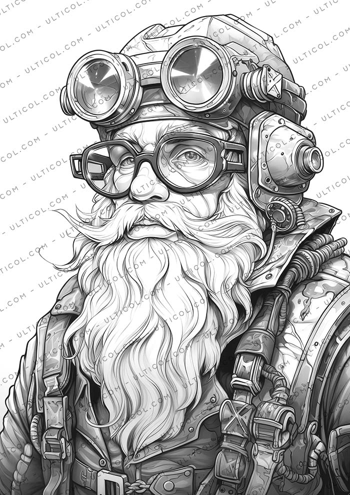 Steampunk Santa Claus Coloring