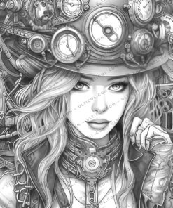 Gothic Steampunk Girls Coloring