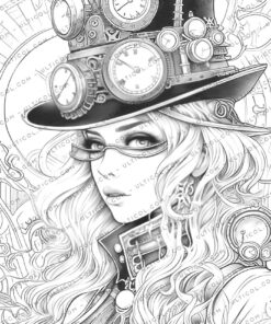Gothic Steampunk Girls Coloring
