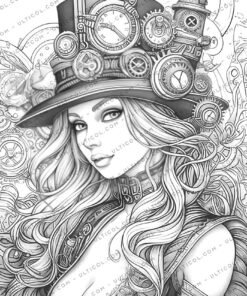 Gothic Steampunk Girls Coloring
