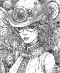 Gothic Steampunk Girls Coloring