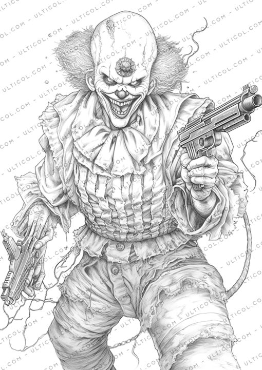 Creepy Clowns Coloring Pages For Adults