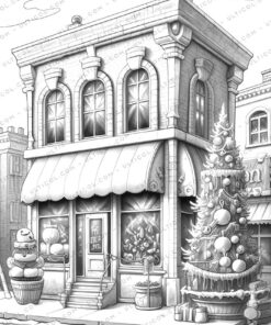 Christmas Storefront Coloring Page Book