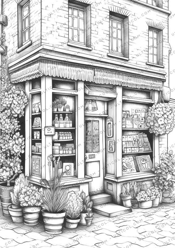 Flower Shop Front Coloring Book - Coloring Page For Adults The Front View Of A Flowe 751b7b2b 985f 4f48 A9d7 F8d9690d096e 566x800
