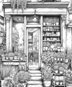 Flower Shop Front Coloring Book