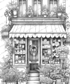 Flower Shop Front Coloring Book