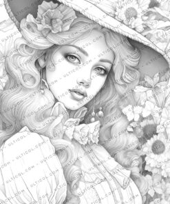 Spring Victorian Girl Coloring