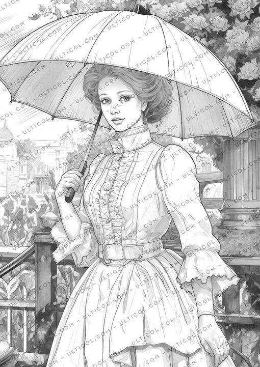 Spring Victorian Girl Coloring